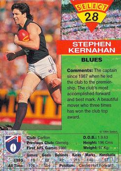 1994 Select AFL #28 Stephen Kernahan Back